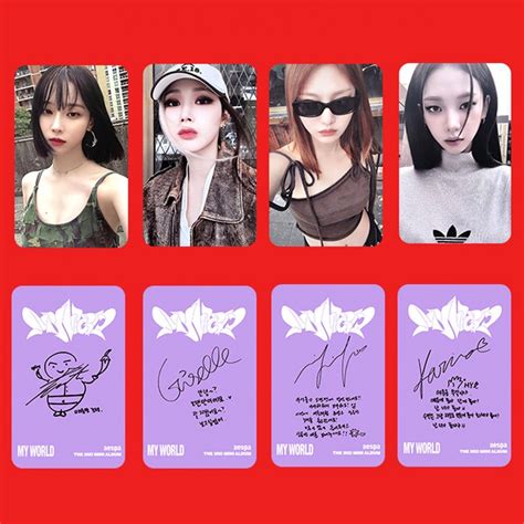 4pcsset Aespa Album My World Photocards Spicy Lomo Cards Kpop