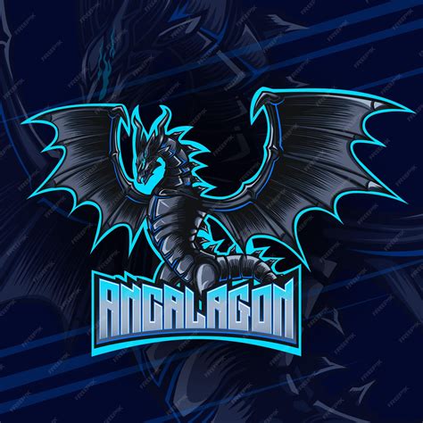 Premium Vector | Black ice dragon logo gaming e sport illustration