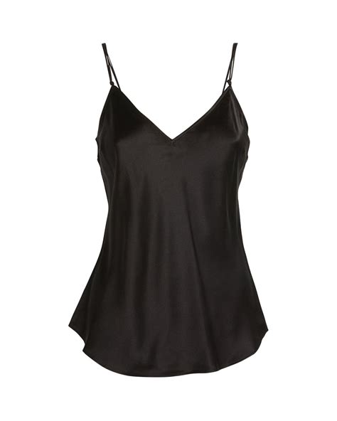 Frame Silk V Neck Cami Top In Black Lyst