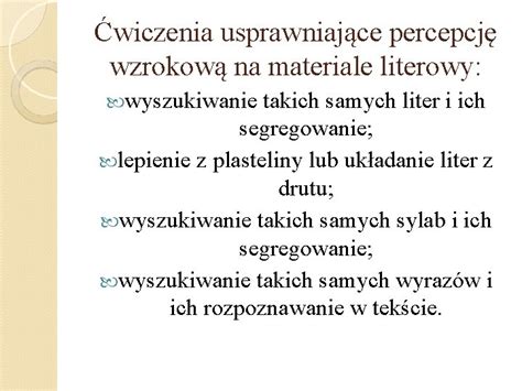 Wiczenia Percepcji Wzrokowej I Koordynacji Wzrokowo Ruchowej Stymulacja