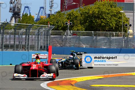 Felipe Massa Bra Ferrari F Leads Vitaly Petrov Rus Caterham