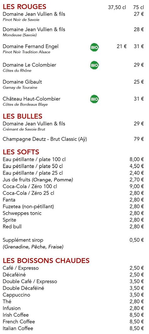 Menu Au Le Petit Savoyard Jodoigne