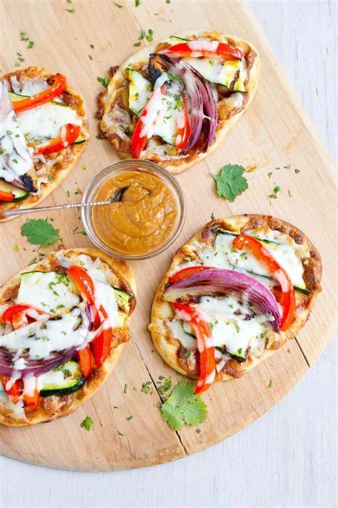 Thai Veggie Naan Bread Pizza Recipe Cookin Canuck