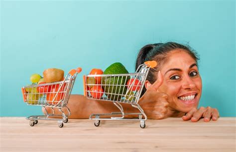 Premium Photo Happy Woman Made An Healthy Shopping Of Fruit