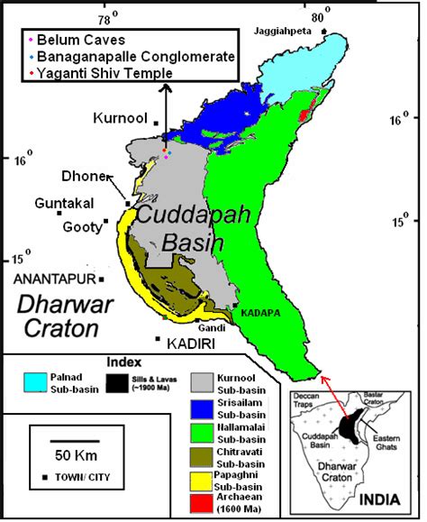 Geological Map Of Cuddapah Basin Showing Different Sub Basins