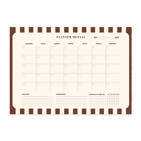 Weekly Planner Nude Planner Mensal A Brown Stripes Caneta