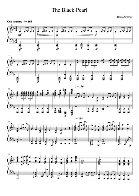 The Black Pearl Sheet Music For Piano Solo