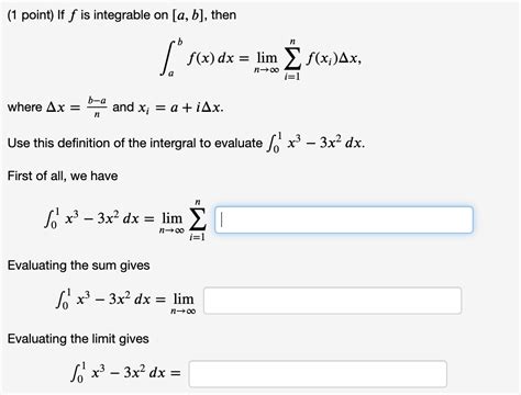 Solved Point If F Is Integrable On A B Then B N Chegg