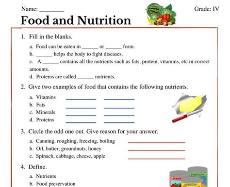 Nutrition Worksheets