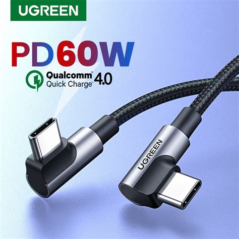 Ugreen 70531 60w Right Angle Usb C To C Cable 2m Mandl Computers Technology