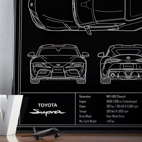 Toyota Supra MK5 A90 Blueprint Poster - Etsy