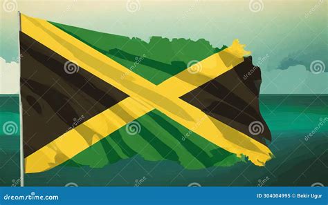 Flag of Jamaica stock illustration. Illustration of cultural - 304004995