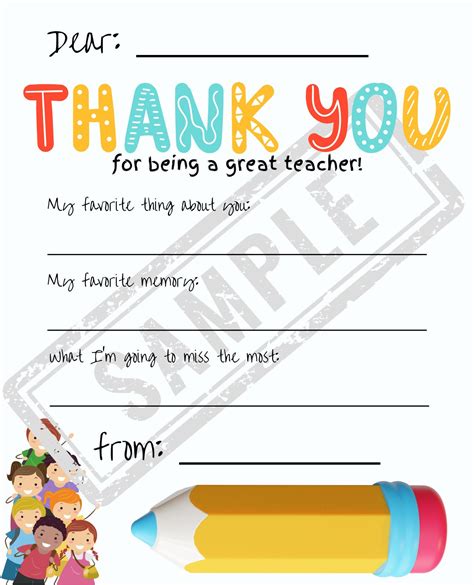 Thank You Card for Teachers - Etsy