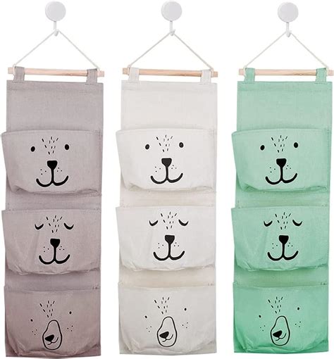 OUYOU Sac de Rangement Suspendu en Tissu de Lin Bébé Poches