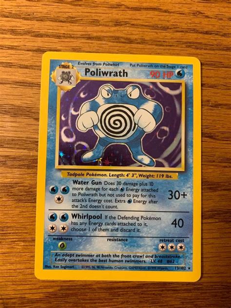 Poliwrath Holofoil Base Set Rare Pokemon Card Real Etsy