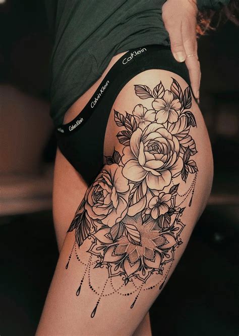 Sexy Rose Thigh Tattoos