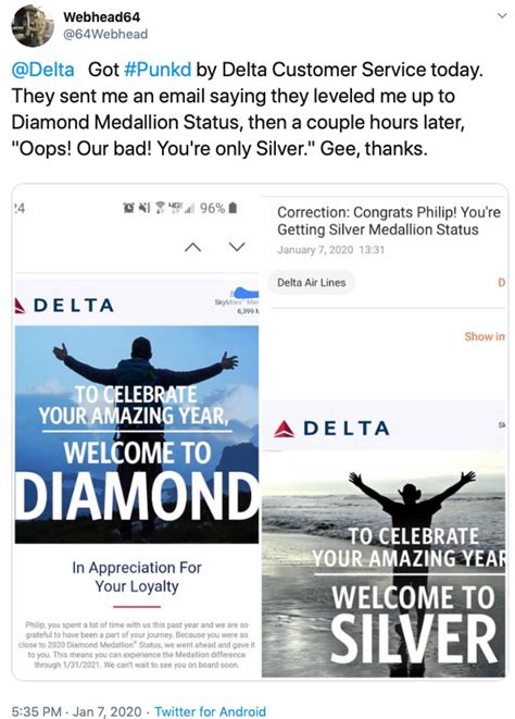 Delta accidentally gives some Diamond Medallion status and then takes ...