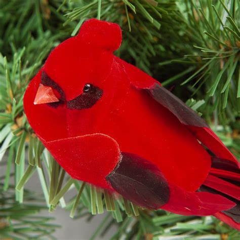 Artificial Flocked Cardinal Birds And Butterflies Basic Craft