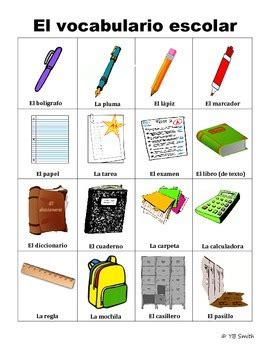 Spanish Classroom and School Vocabulary PICTURE Notes SET | TpT