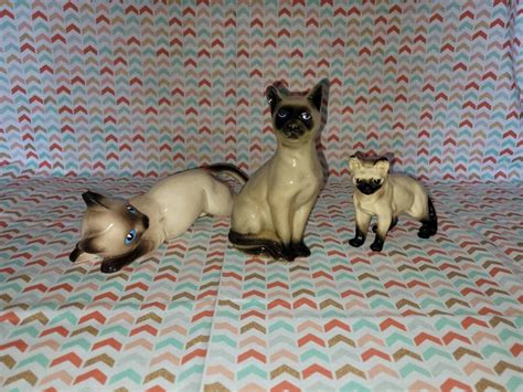 Vintage Ceramic Siamese Cat Figurines Mid Century Siamese Etsy