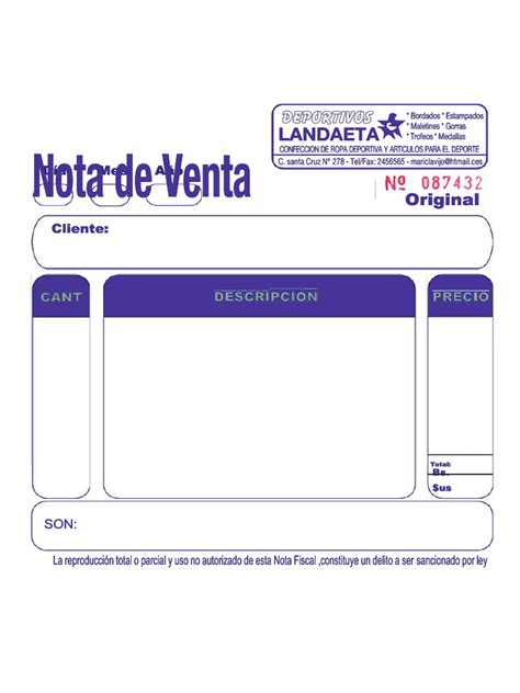 Nota De Venta Pdf