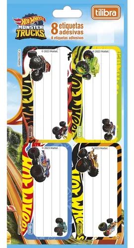 Etiqueta Escolar Adesiva Hot Wheels Monster Trucks Tilibra MercadoLivre