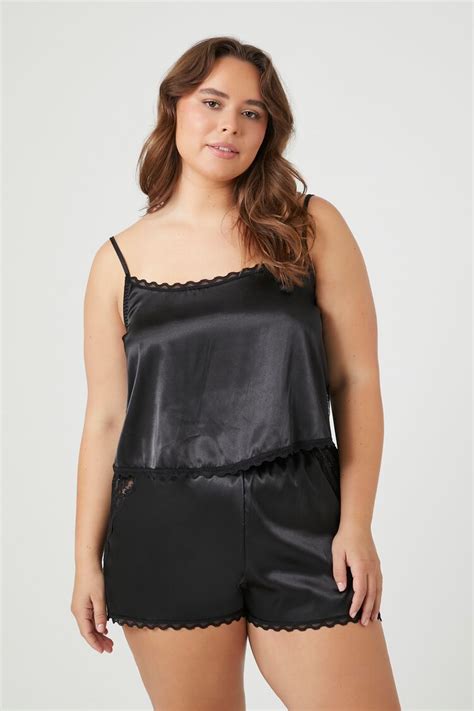 Plus Size Satin Cami And Shorts Pajama Set Forever21us