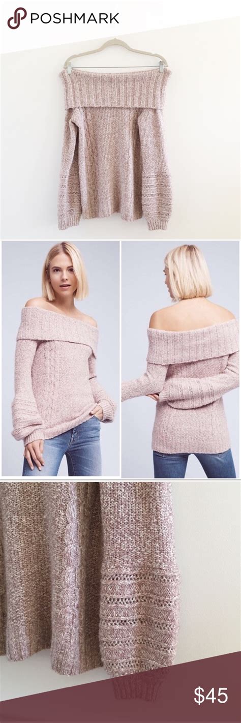 Anthropologie Off Shoulder Balloon Sleeve Sweater Alpaca Sweater