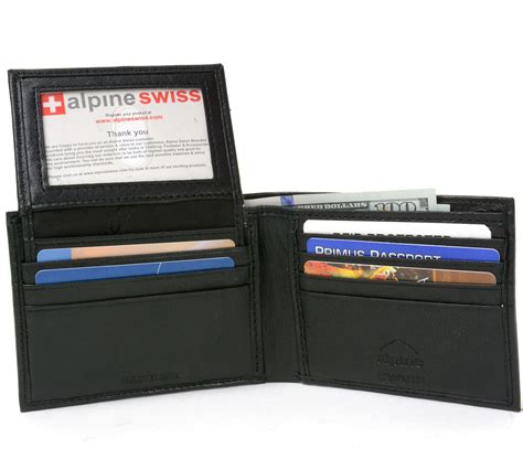 Alpine Swiss Rfid Blocking Mens Leather Bifold Wallet Removable Id Card