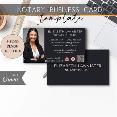 Professional notary business cards loan signing agent card notary