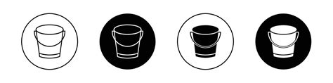 Bucket Icon Set Black Filled And Outlined Style 47089214 Vector Art At