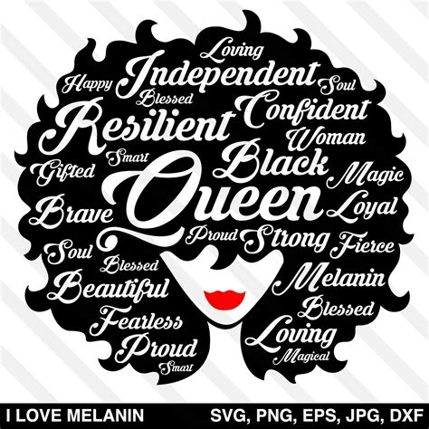 Black Queen Afro Woman Svg I Love Melanin