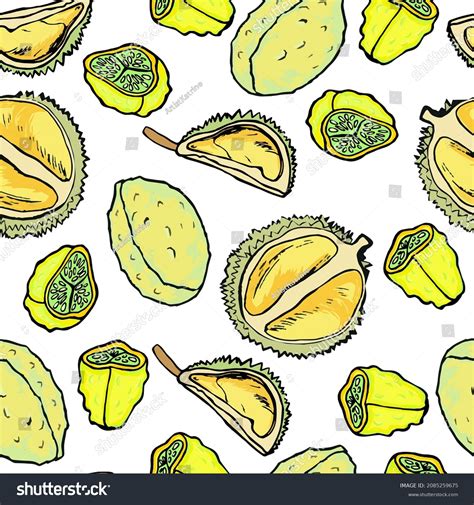 Vector Drawn Tropic Fruits Pattern Ripe Stock Vector Royalty Free