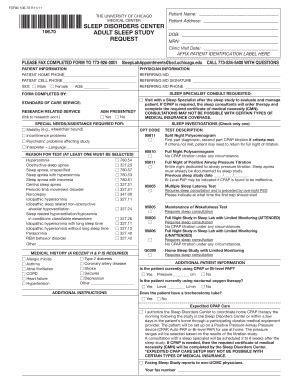 Fillable Online Sleep Disorders Center Adult Sleep Study Request Fax