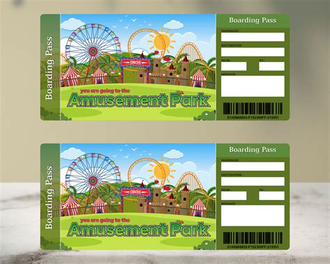 Printable Amusement Park Surprise Reveal Ticket T Voucher Editable Event Ticket Template