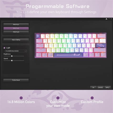 Womier Percent Keyboard WK Mechanical RGB Wired Gaming Keyboard Hot Swappable Purple