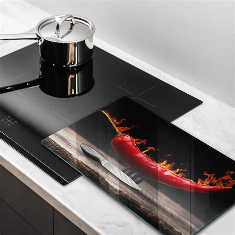 Hot Chili Pepper Cutting Board Tempered Glass Chopping Board Black Kitchen Decor Large