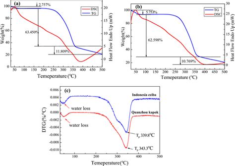 Thermal Analysis Of Two Kapok Fibers A TG And DSC Curves Of Quanzhou