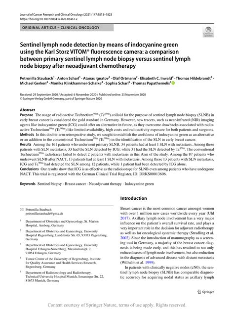 Sentinel Lymph Node Detection By Means Of Indocyanine Green Using The