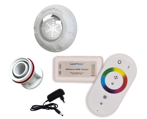 Kit 1 Led Rgb 9W Piscina Controle Fonte Adaptador 50Mm Luxpool