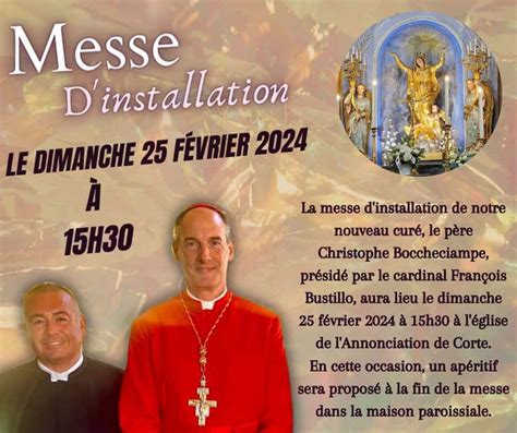 Messe dinstallation dimanche 25 février à 15h30 en léglise de l