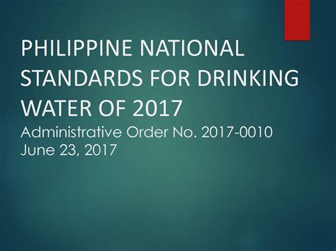 SOLUTION Philippine National Standards For Drinking Water Of 2017