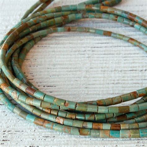 X Mm Turquoise Tube Beads Natural Turquoise Gemstone Beads Etsy