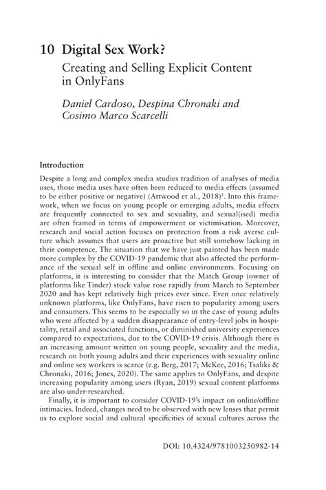 Pdf Digital Sex Work Creating And Selling Explicit Content In Onlyfans