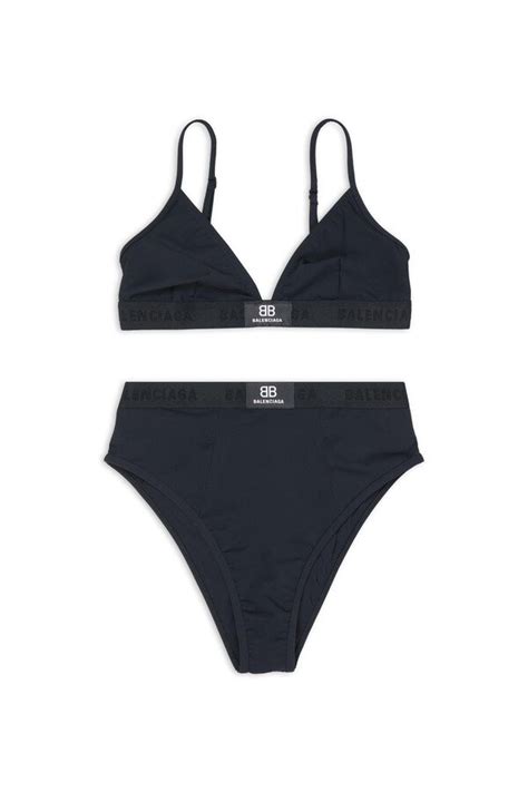 Balenciaga Womens Sporty Bikini Set In Black Editorialist