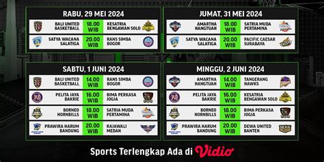 Jadwal Live Streaming IBL Tokopedia 2024 Week 14 Di Vidio 29 Mei 2