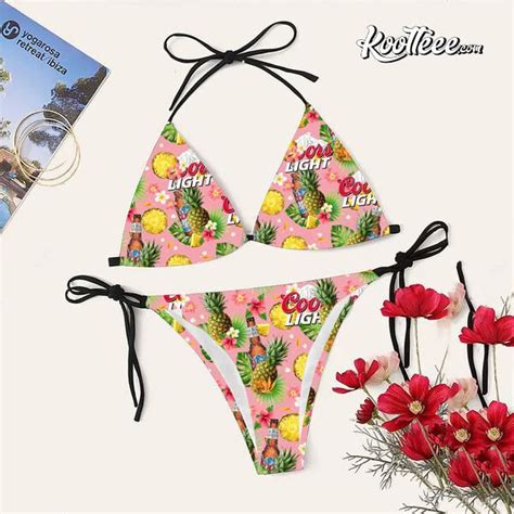 Coors Light Pineapple Aloha Bikini Set Swimsuit