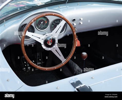 Interior of a Porsche 550 Spyder sports car - a light‑weight, high ...