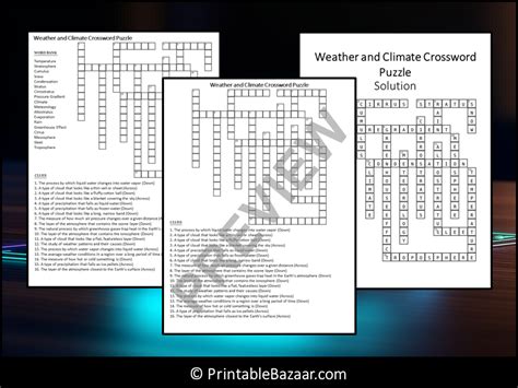 Weather And Climate Crossword Puzzle Worksheet Activity Teaching