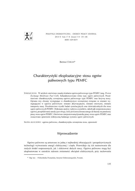 Charakterystyki Eksploatacyjne Stos POLITYKA ENERGETYCZNA ENERGY